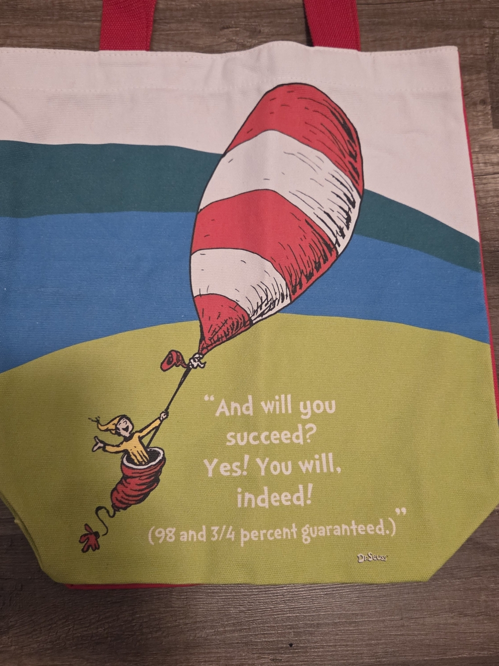 Dr. Seuss Quote Canvas Tote Bag - Red, Blue, Green NWT